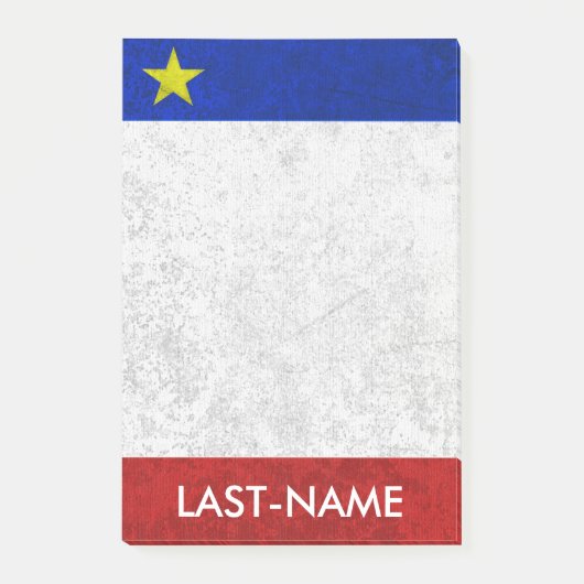 Acadian Flag Surname Distress Grunge personaliseer Post-it® Notes (Voorkant)