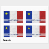 Acadian Flag Surname Distress Grunge personaliseer Rechthoekige Sticker (Vel)
