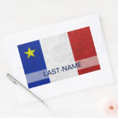 Acadian Flag Surname Distress Grunge personaliseer Rechthoekige Sticker (Envelop)