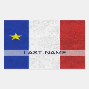 Acadian Flag Surname Distress Grunge personaliseer Rechthoekige Sticker