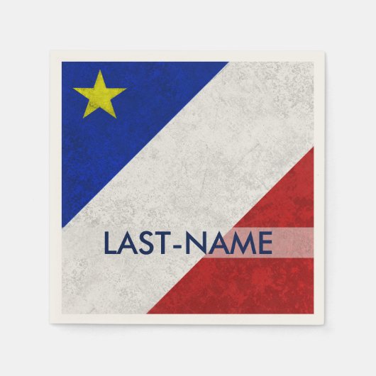Acadian Flag Surname Distress Grunge personaliseer Servetten (Voorkant)