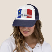 Acadian Flag Surname Distress Grunge personaliseer Trucker Pet (In situ)