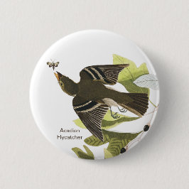 Acadian Flycatcher, John James Audubon Birdwatcher Ronde Button 5,7 Cm