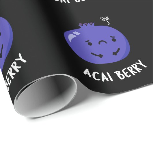 Acai Berry Funny Fruit Pun Dark BG Cadeaupapier (Rol Hoek)