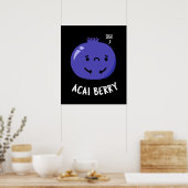 Acai Berry Funny Fruit Pun Dark BG Poster (Keuken)