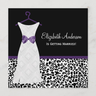 Acai Paars Gown Leopard PrintBridal Shower Kaart
