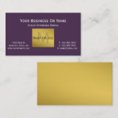 Acai Paars Violet White Text Gold Monogram wissen Visitekaartje (Voorkant / Achterkant)