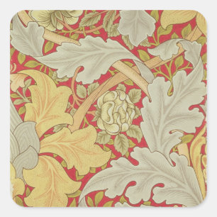 Acanthus bladeren en wild roos op een schijfje vierkante sticker