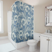 acanthus kobalt denim douchegordijn (In situ)