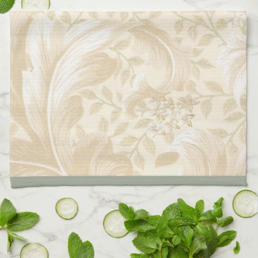 Acanthus Leaves in Soft Beige Theedoek (Gevouwen)