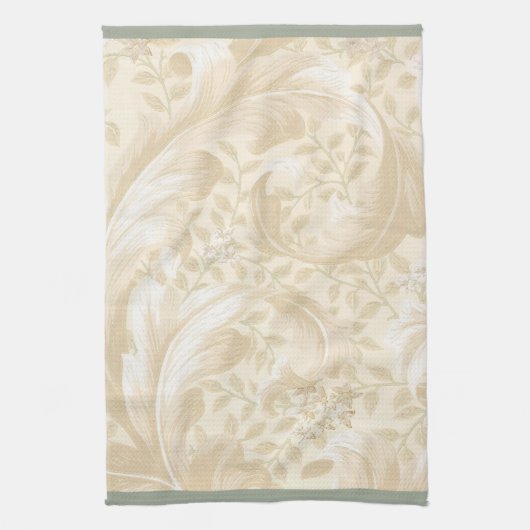 Acanthus Leaves in Soft Beige Theedoek (Verticaal)