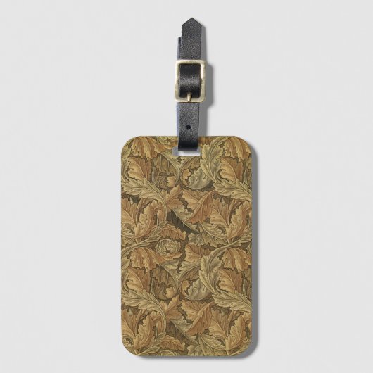 Acanthus Leaves van William Morris, Antiek textiel Bagagelabel (Voorkant (verticaal))