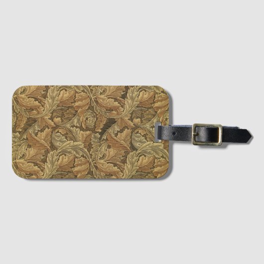 Acanthus Leaves van William Morris, Antiek textiel Bagagelabel (Voorkant (horizontaal))
