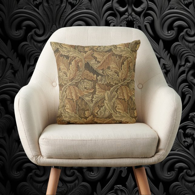 Acanthus Leaves van William Morris, Antiek textiel Kussen (Acanthus Leaves by William Morris, Antique Textile Throw Pillow)