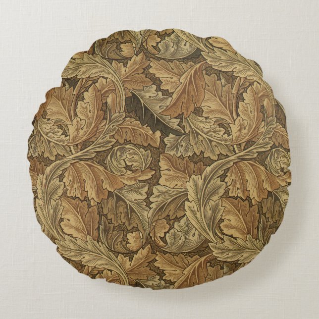 Acanthus Leaves van William Morris, Antiek textiel Rond Kussen (Voorkant)