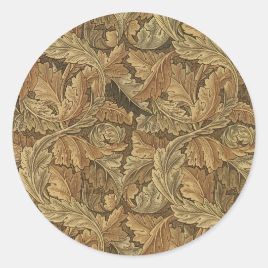 Acanthus Leaves van William Morris, Antiek textiel Ronde Sticker (Voorkant)