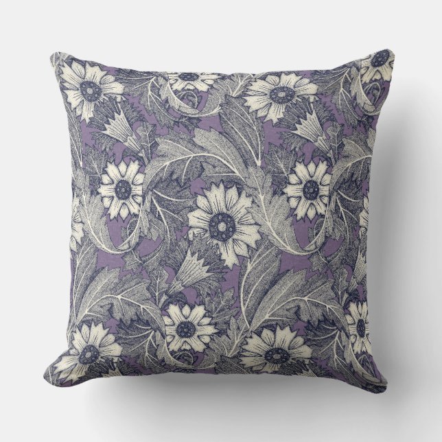Acanthus navy blauw violet kussen (Voorkant)
