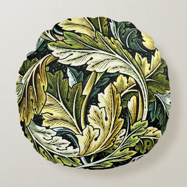 Acanthus, populair William Morris-patroon Rond Kussen (Voorkant)