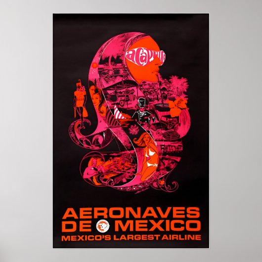 Acapulco Art Mexico Print Aeronaves Travel Poster (Voorkant)