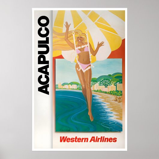 Acapulco Art Western Airlines Reisposter Mexico Poster (Voorkant)
