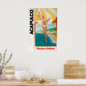 Acapulco Art Western Airlines Reisposter Mexico Poster (Keuken)