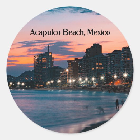 Acapulco Beach, Mexico Ronde Sticker (Voorkant)
