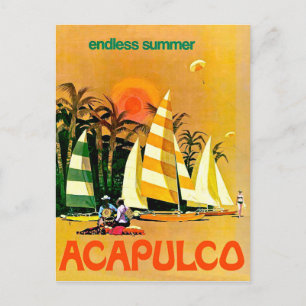 Acapulco, eindeloze zomerzeilboten aan de kust briefkaart