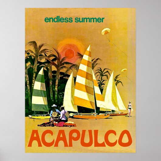Acapulco, eindeloze zomerzeilboten aan de kust poster (Voorkant)