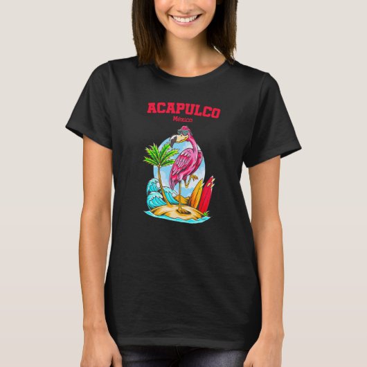 Acapulco Flamingo Beach Ocean Wave Surf T-shirt (Voorkant)