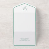 Acapulco Groen Eenvoudig Modern Bruiloft All In One Uitnodiging (Buitenkant)