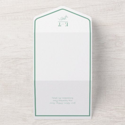 Acapulco Groen Eenvoudig Modern Bruiloft All In One Uitnodiging (Buitenkant)