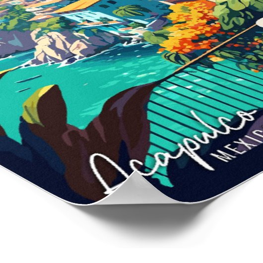 Acapulco Mexico Art vintage reisillustratie Poster (Hoek)