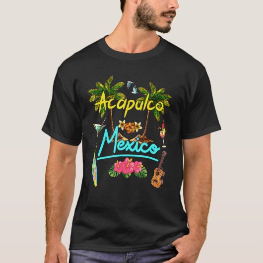 Acapulco Mexico Beach Summer Palm Surf Sun Set Pal T-shirt (Voorkant)