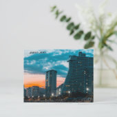 Acapulco Mexico Skyline Nachttijd Feestdagenkaart (Staand voorkant)