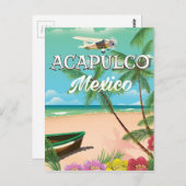 Acapulco Mexico Vintage-poster Briefkaart (Voorkant / Achterkant)
