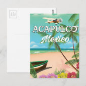 Acapulco Mexico Vintage reisposter Briefkaart (Voorkant / Achterkant)