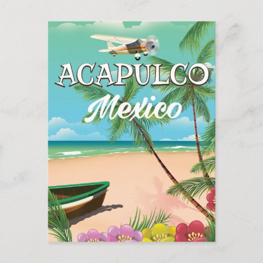 Acapulco Mexico Vintage reisposter Briefkaart (Voorkant)