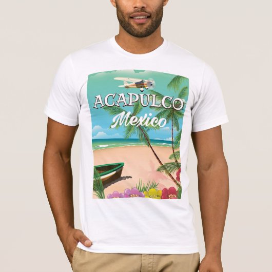 Acapulco Mexico Vintage reisposter T-shirt (Voorkant)