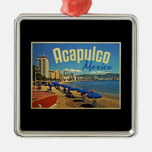 Acapulco Mexico Vintage Travel Metalen Ornament (Voorkant)