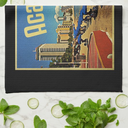 Acapulco Mexico Vintage Travel Theedoek (Gevouwen)