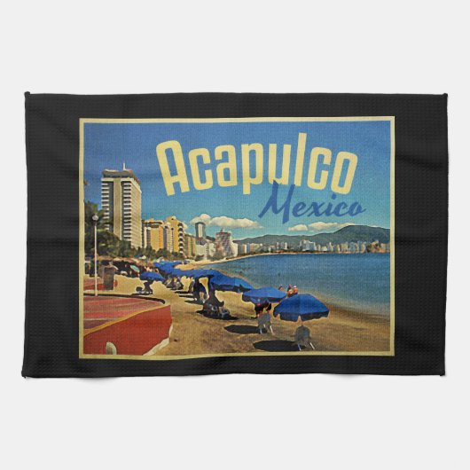 Acapulco Mexico Vintage Travel Theedoek (Horizontaal)