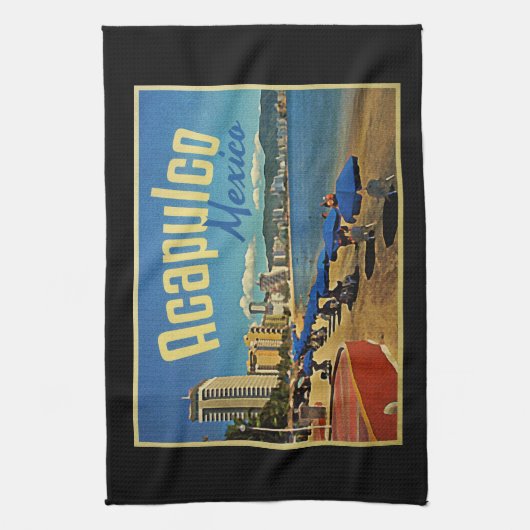 Acapulco Mexico Vintage Travel Theedoek (Verticaal)