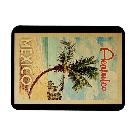 Acapulco Palm Tree Vintage Travel Magneet (Horizontaal)