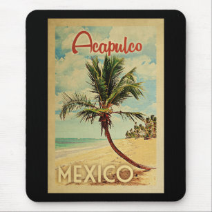 Acapulco Palm Tree Vintage Travel Muismat