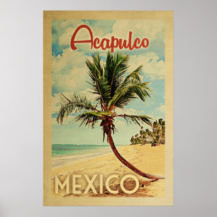 Acapulco Palm Tree Vintage Travel Poster