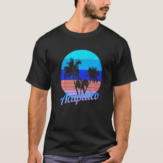Acapulco Retro Tropical Palm Trees Vacation   T-shirt (Voorkant)
