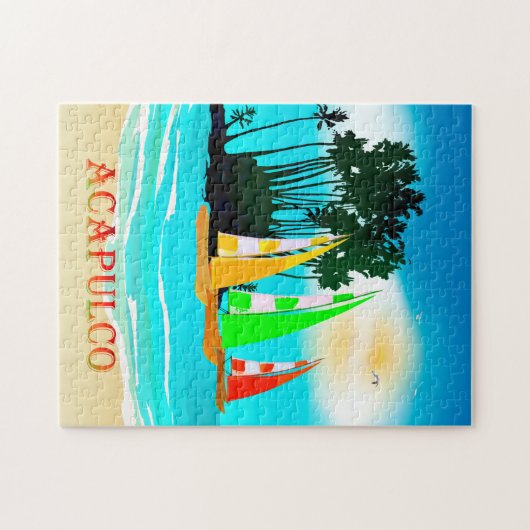 Acapulco Sailboten Beach Sun Poster Puzzle Legpuzzel (Horizontaal)