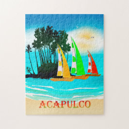 Acapulco Sailboten Beach Sun Poster Puzzle Legpuzzel