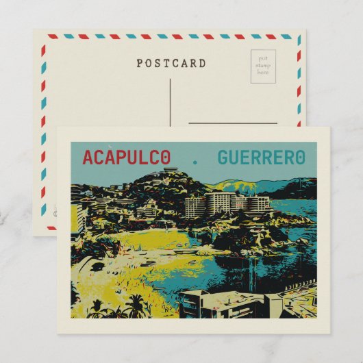 Acapulco uitzicht, Mexico, Guerrero Briefkaart (Voorkant / Achterkant)