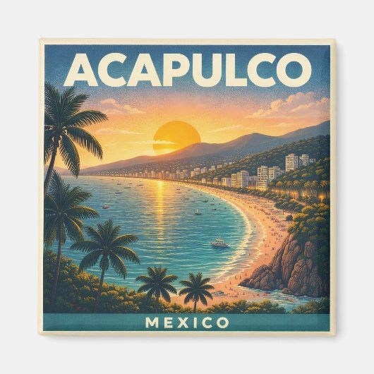Acapulco Vintage Reisposter Magneet (Voorkant)